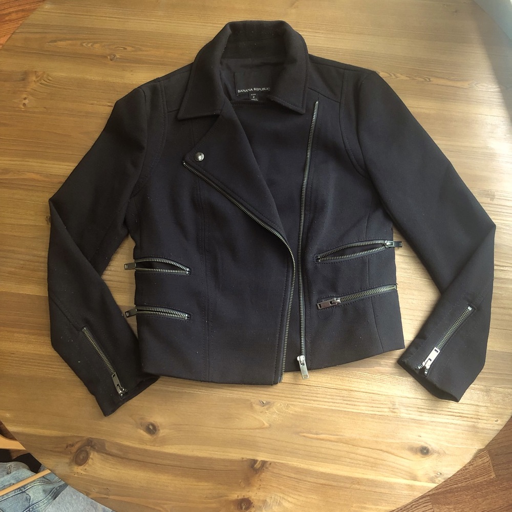 Banana Republic black motorcycle jacket Size 2P